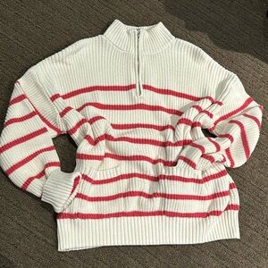 St John’s Bay striped sweater half zip size XL